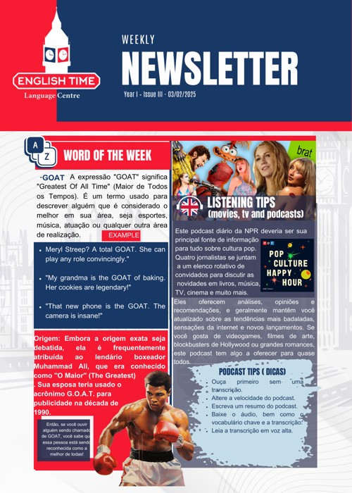 Imagem de capa da Newsletter de Inglês