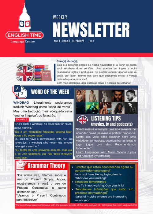 Imagem de capa da Newsletter de Inglês
